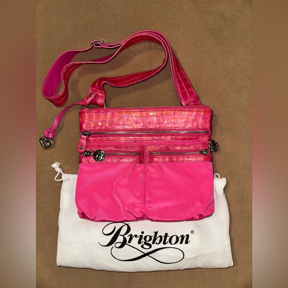 Brighton Pink Nylon/Leather Crossbody handbag